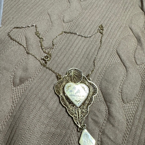 Elegant Gold plated Silver filigree Vintage Egyptian necklace - Picture 13 of 13